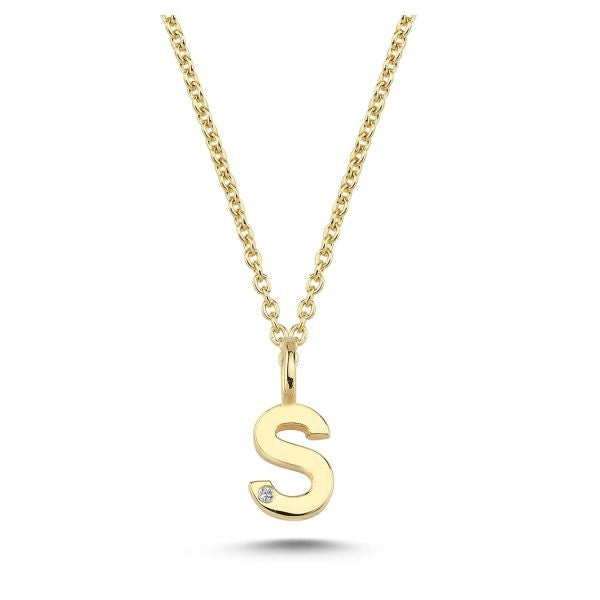 Nuran 14kt Guld Bogstav S Vedhæng med Diamant V2200-S 0005