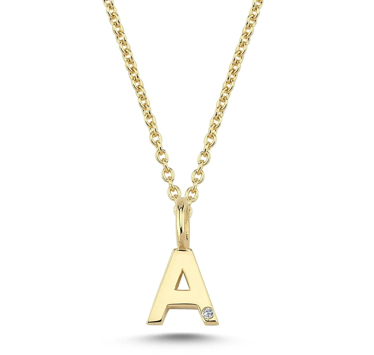 Nuran 14kt Guld Bogstav A Vedhæng med Diamant V2200-A 0005