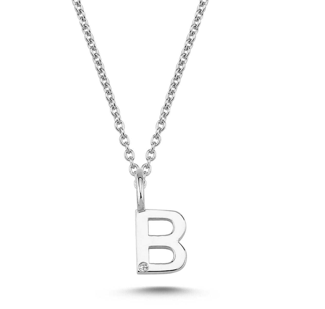 Nuran 14kt Guld Bogstav B Vedhæng med Diamant V2200-B 0005