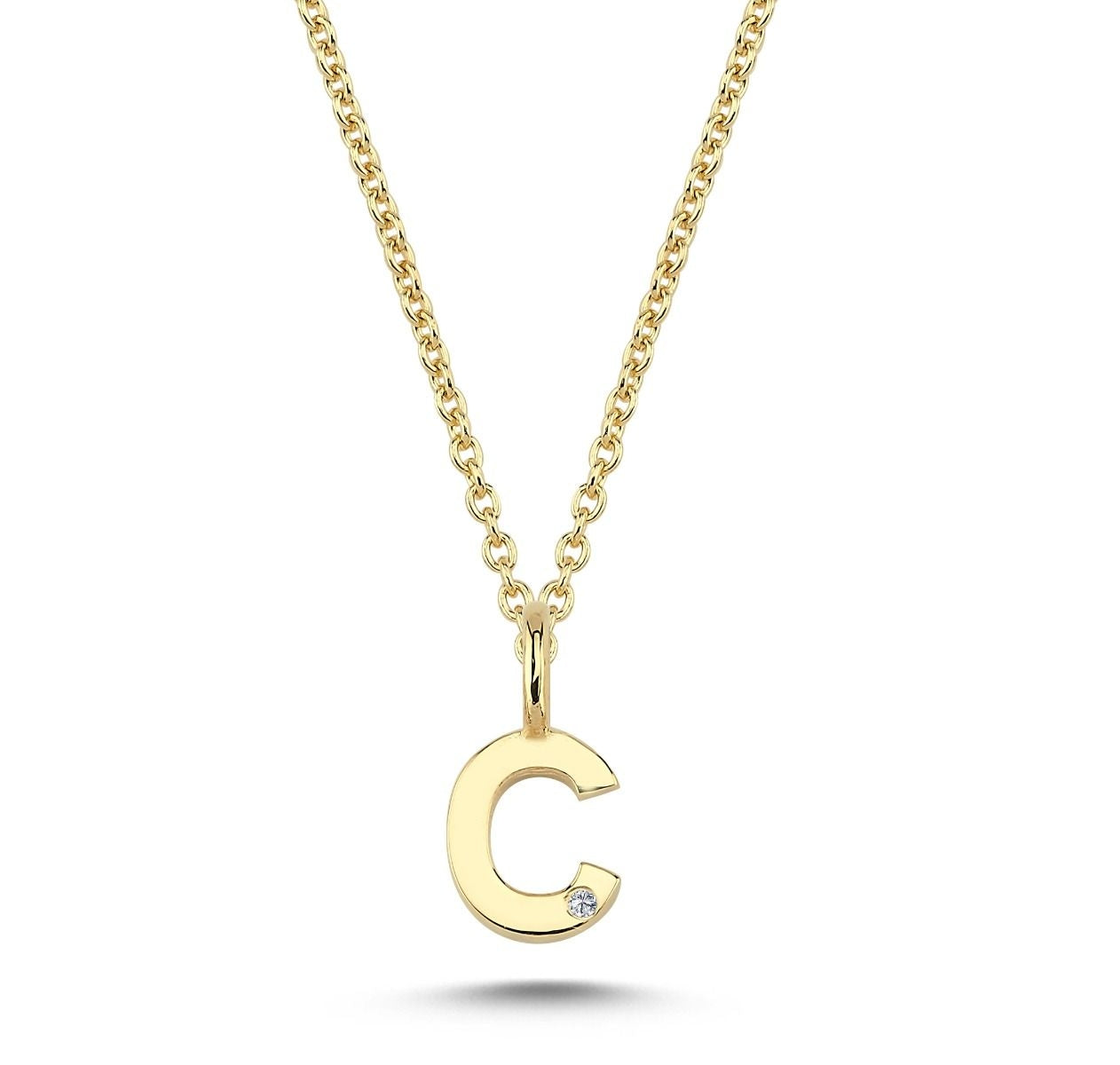 Nuran 14kt Guld Bogstav C Vedhæng med Diamant V2200-C 0005