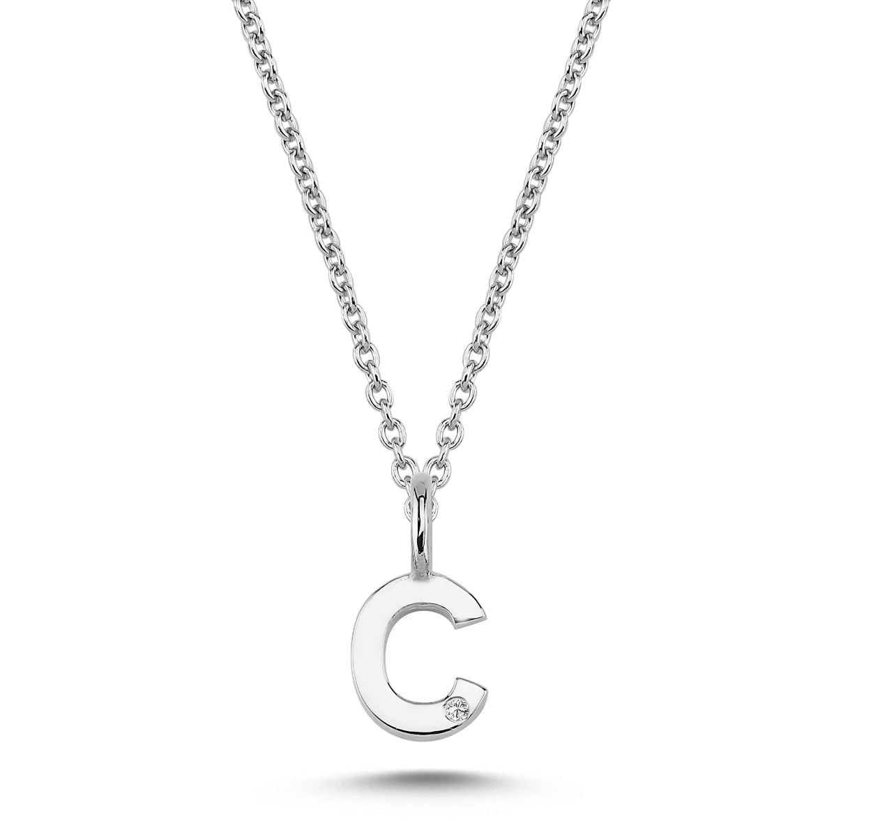 Nuran 14kt Guld Bogstav C Vedhæng med Diamant V2200-C 0005