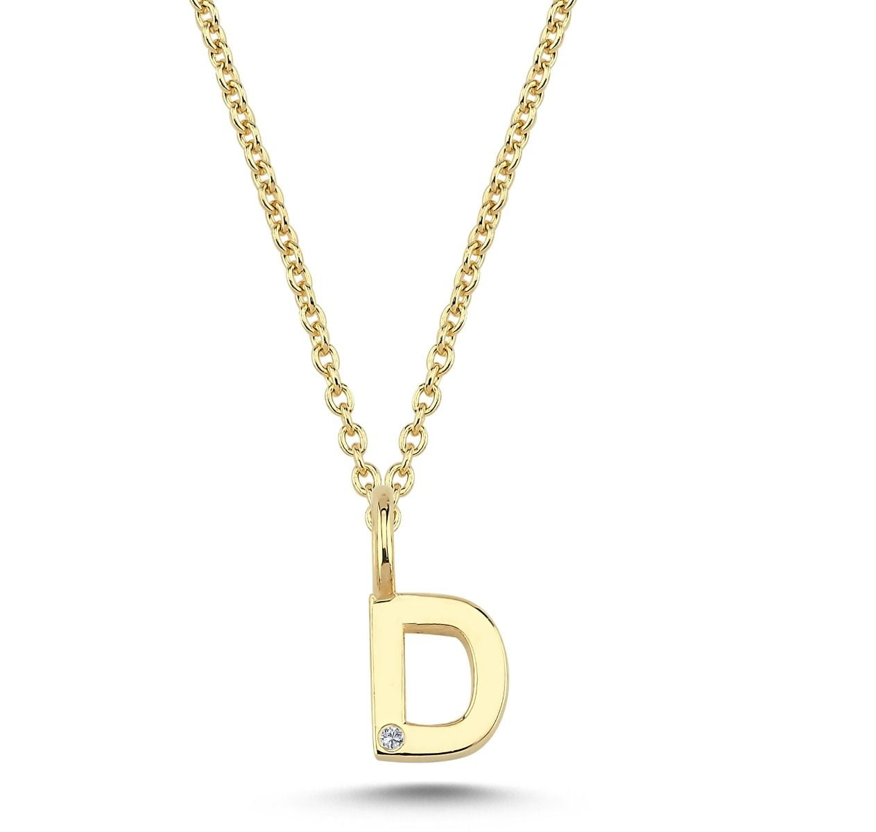 Nuran 14kt Guld Bogstav D Vedhæng med Diamant V2200-D 0005
