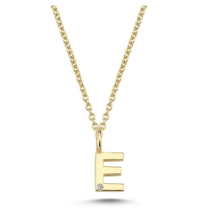 Nuran 14kt Guld Bogstav E Vedhæng med Diamant V2200-E 0005