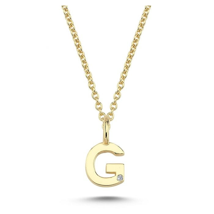 Nuran 14kt Guld Bogstav G Vedhæng med Diamant V2200-G 0005