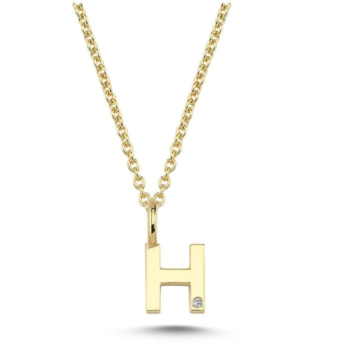 Nuran 14kt Guld Bogstav H Vedhæng med Diamant V2200-H 0005