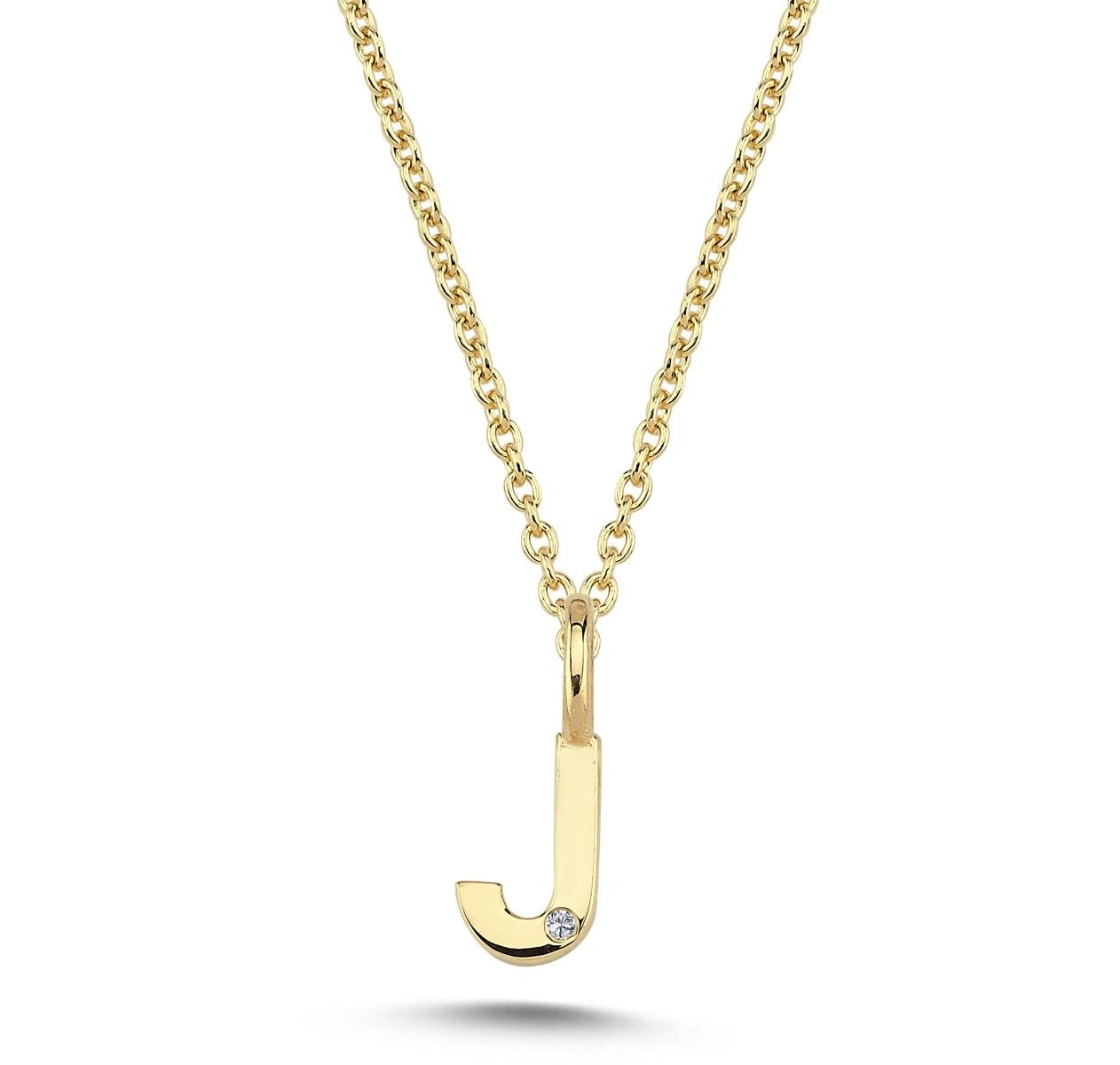 Nuran 14kt Guld Bogstav J Vedhæng med Diamant V2200-J 0005