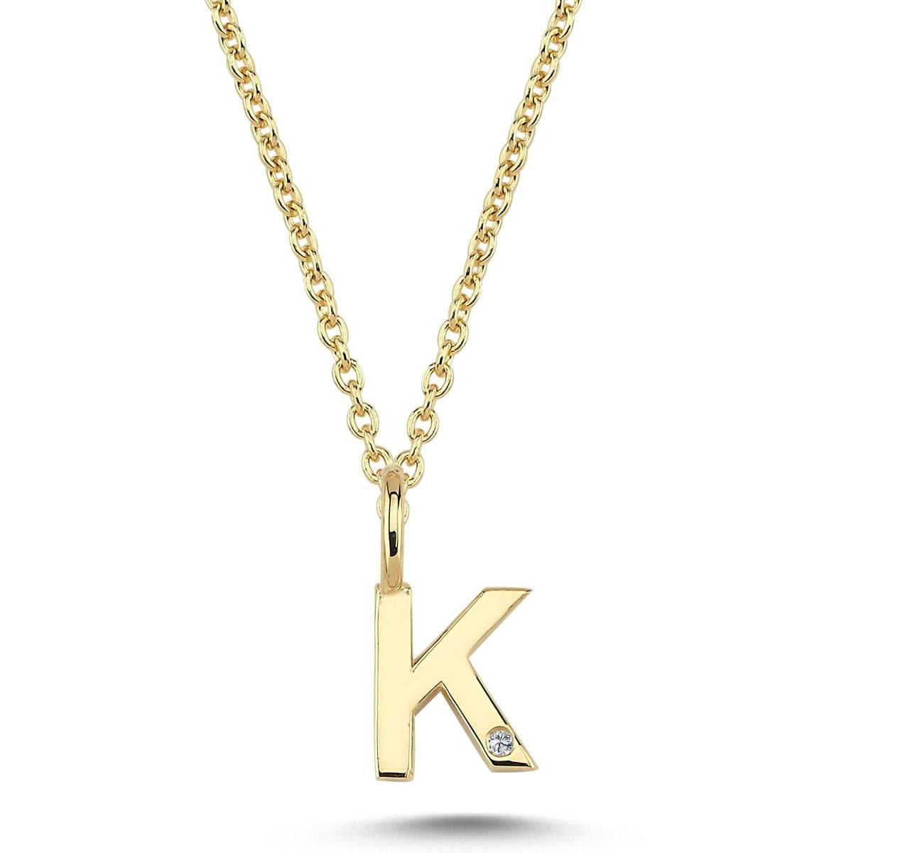 Nuran 14kt Guld Bogstav K Vedhæng med Diamant V2200-K 0005
