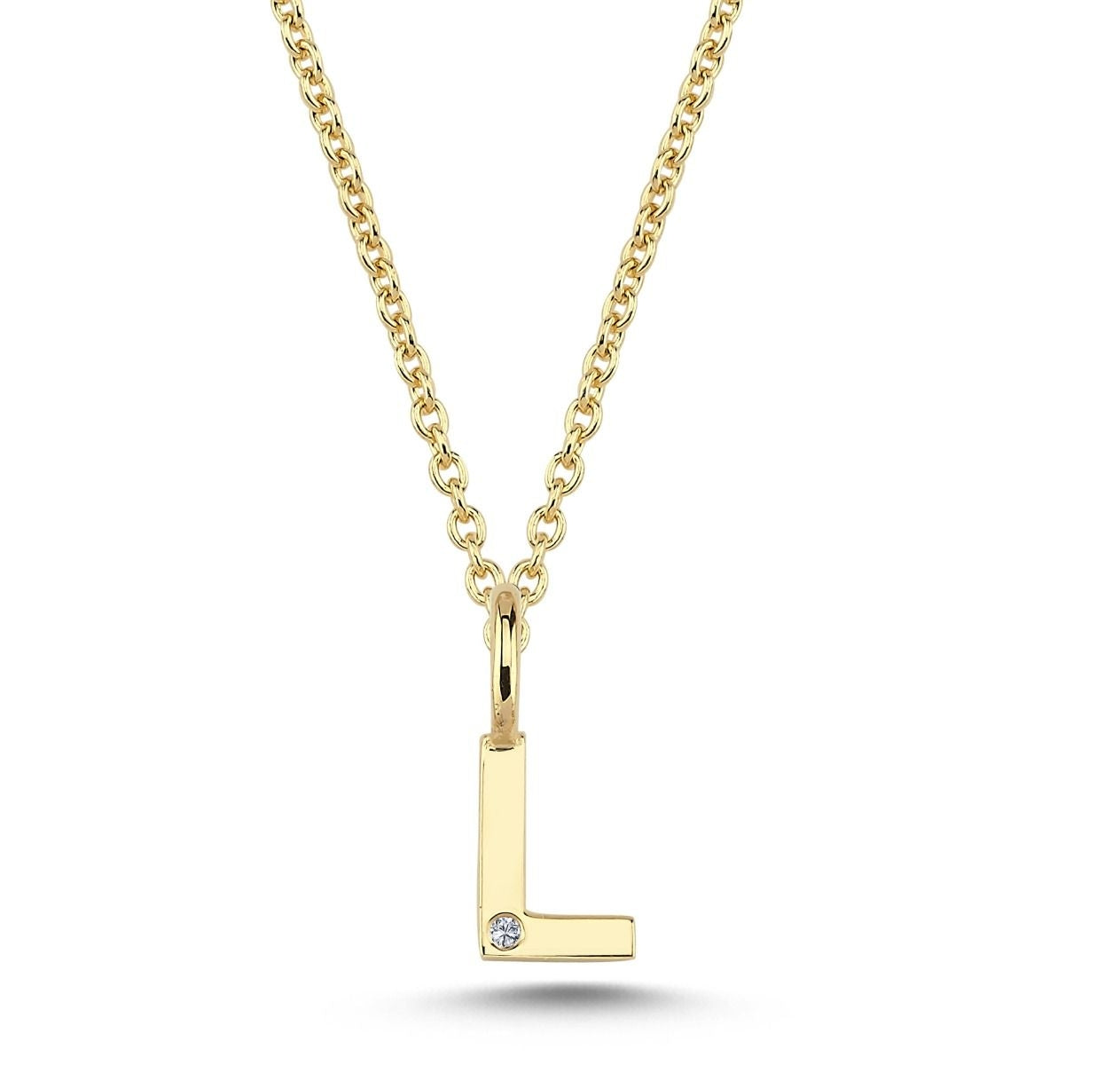 Nuran 14kt Guld Bogstav L Vedhæng med Diamant V2200-L 0005