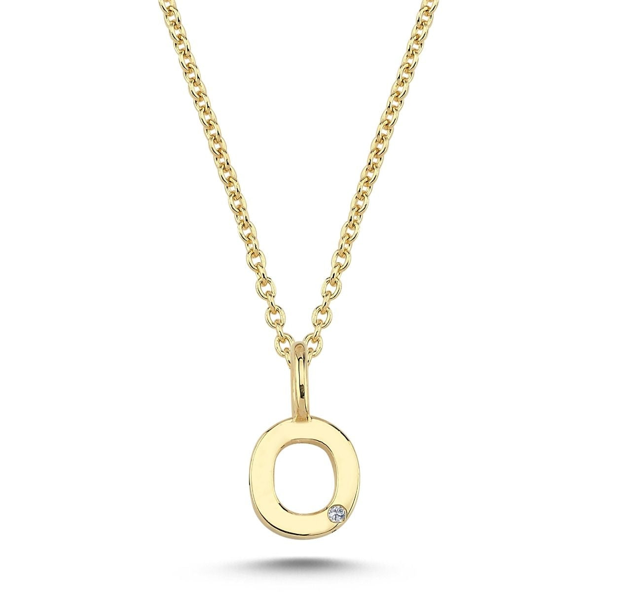 Nuran 14kt Guld Bogstav O Vedhæng med Diamant V2200-O 0005