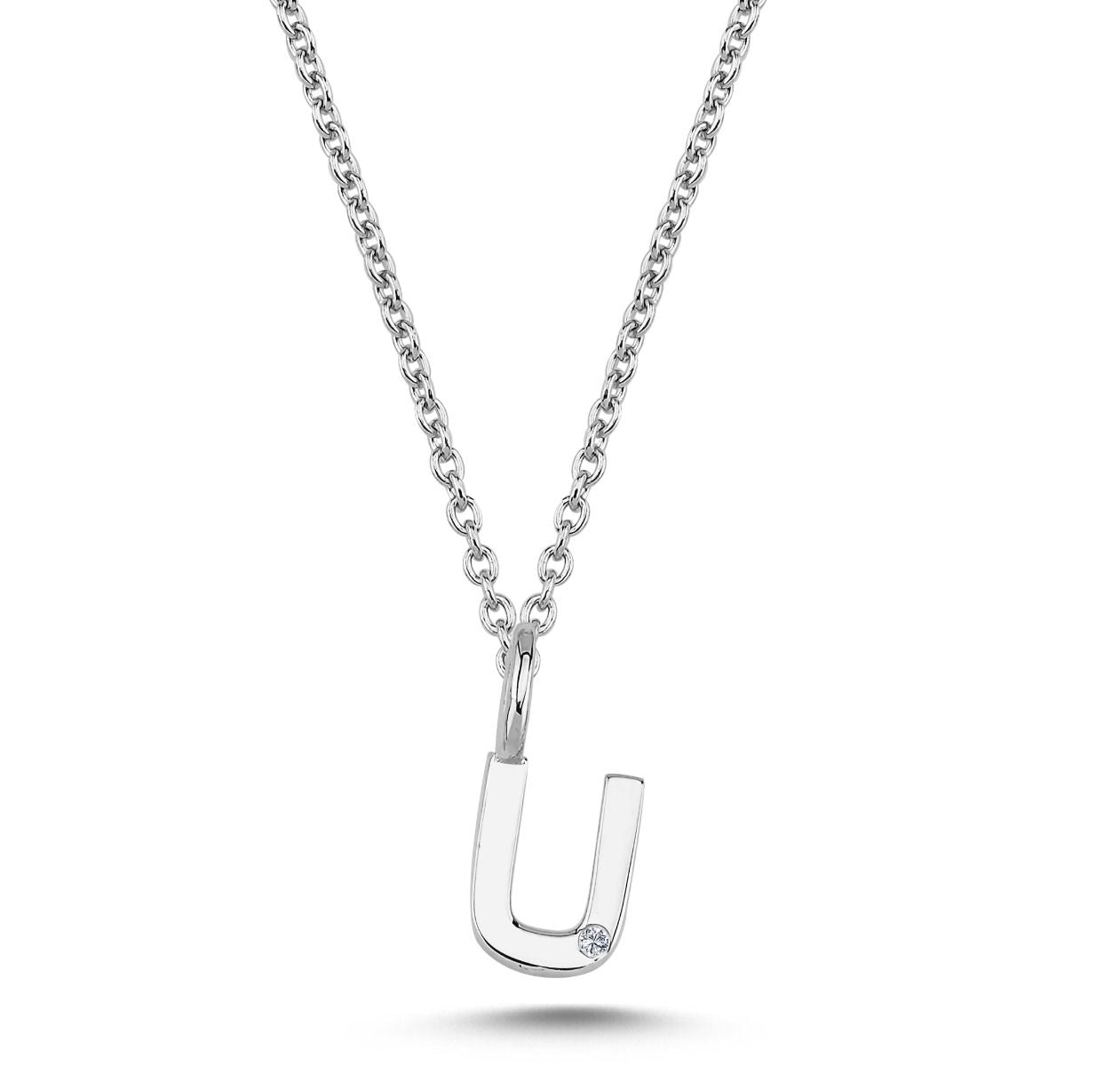 Nuran 14kt Guld Bogstav U Vedhæng med Diamant V2200-U 0005