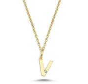 Nuran 14kt Guld Bogstav V Vedhæng Diamant V2200-V 0005