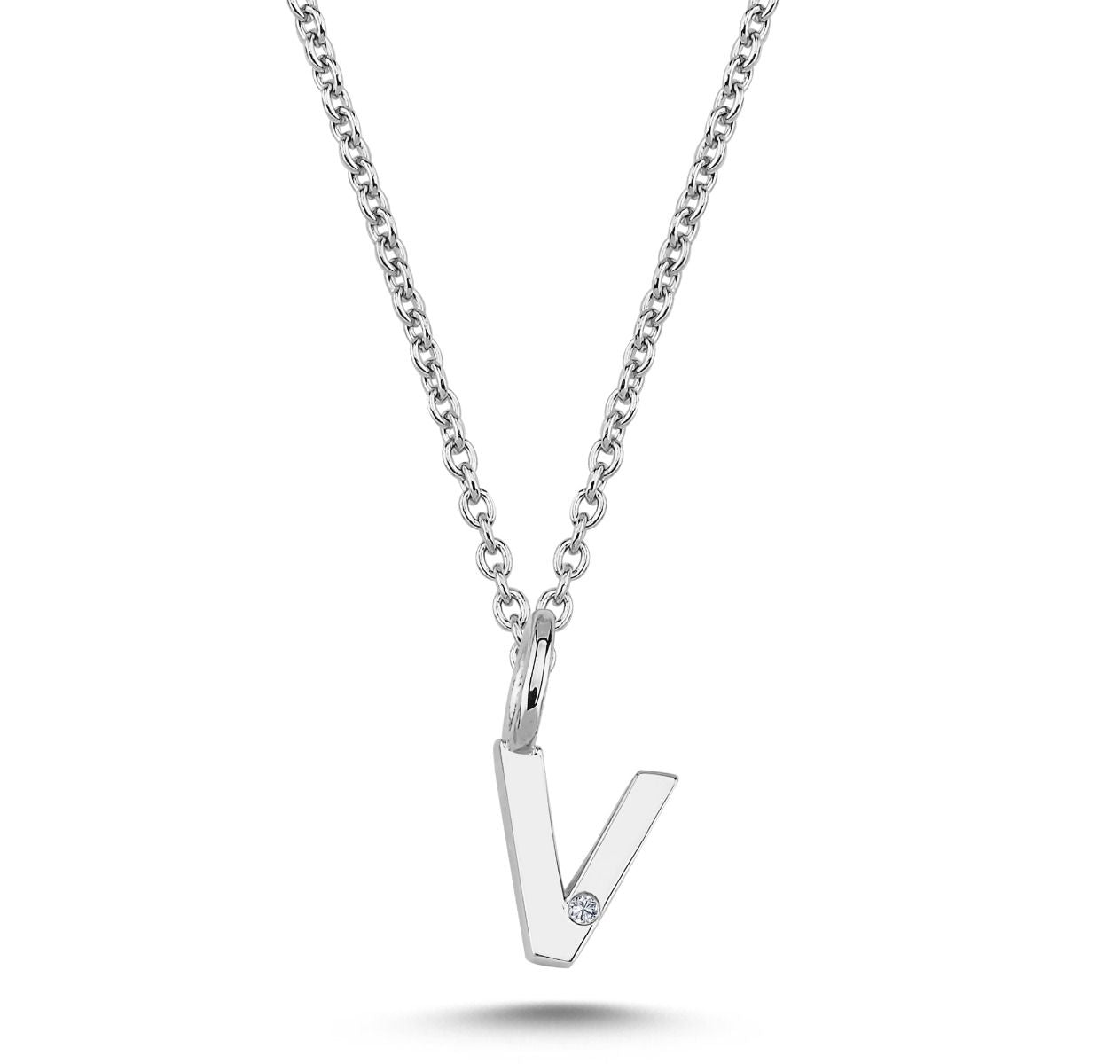 Nuran 14kt Guld Bogstav V Vedhæng Diamant V2200-V 0005
