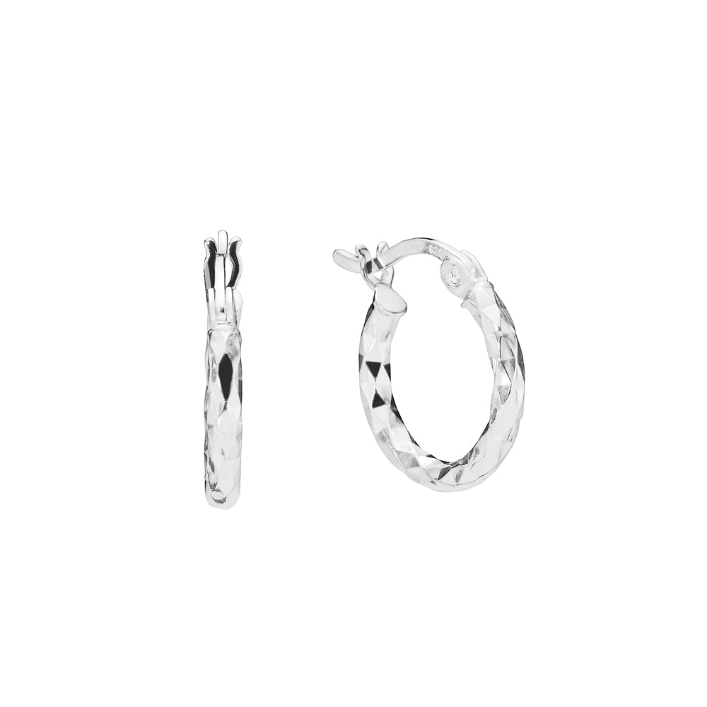Lund Copenhagen 10mm Sølv Creol med Diamantskåret Mønster 909221