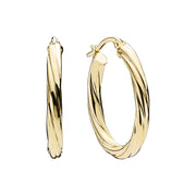 Lund Copenhagen 9kt Guld Oval Creol med Snoet Mønster 309511