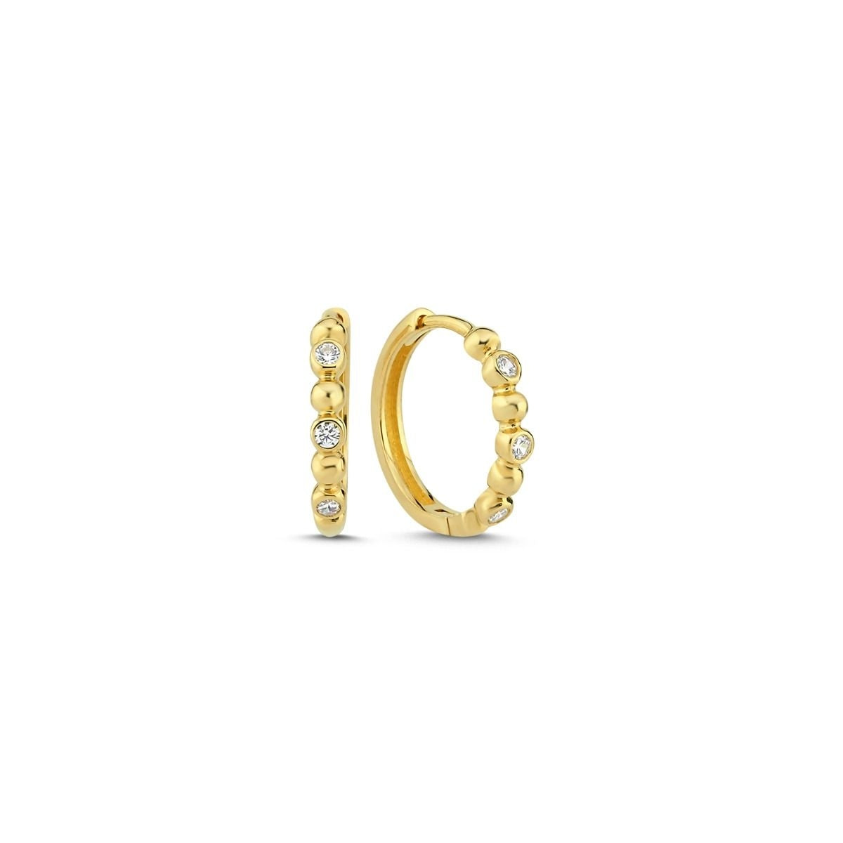 Melfia 14kt Guld Creol med Zirkonia og Kugler 15mm 2312 214F