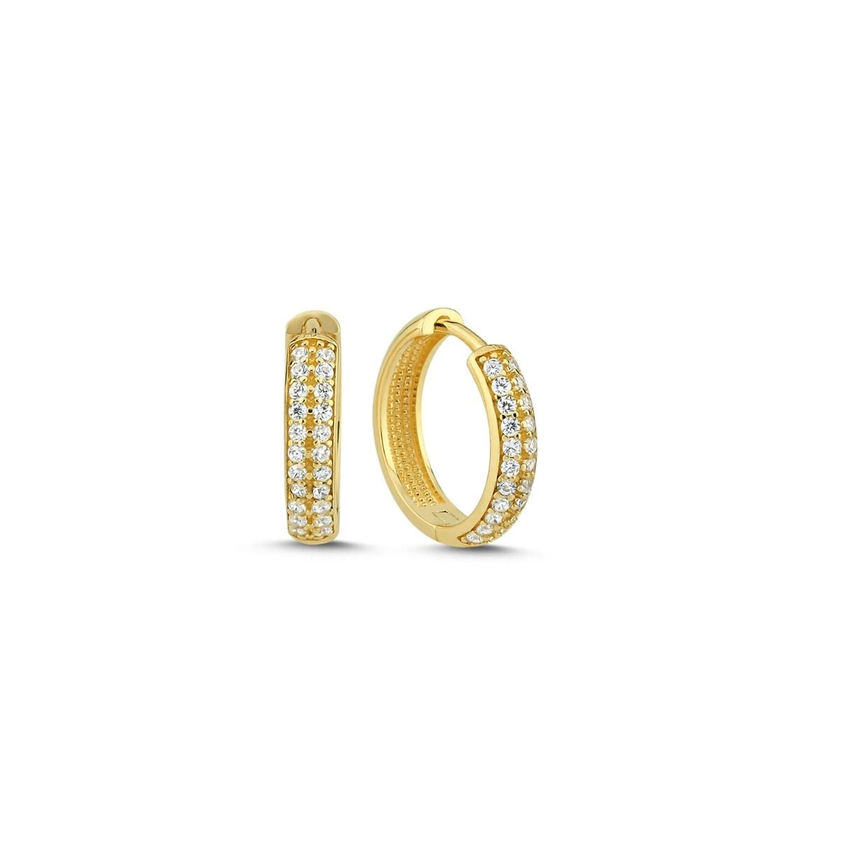 Melfia 14kt Guld Creol med 2 Rækker 15mm Zirkonia 2346 214F