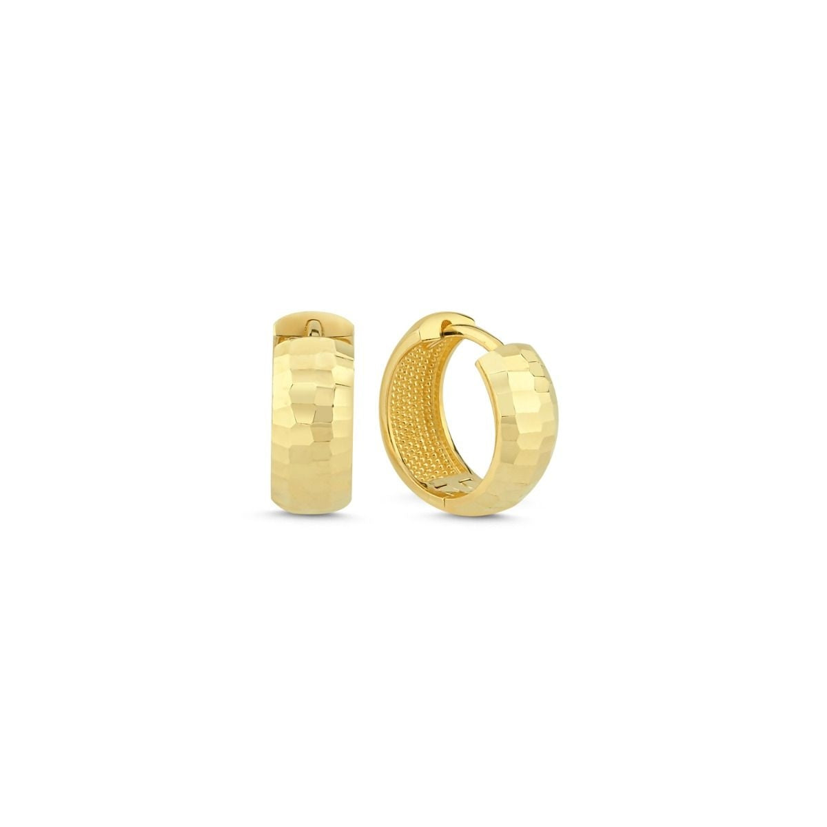 Melfia 14kt Guld Rund Creol med Facetteret Overflade 13mm 2342 114F