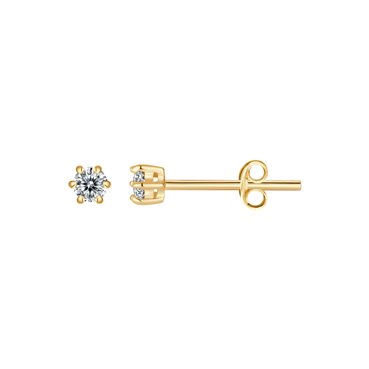 Støvring Design Forgyldt Ørestik med 3mm Zirkonia med 6 Grabber F10023603