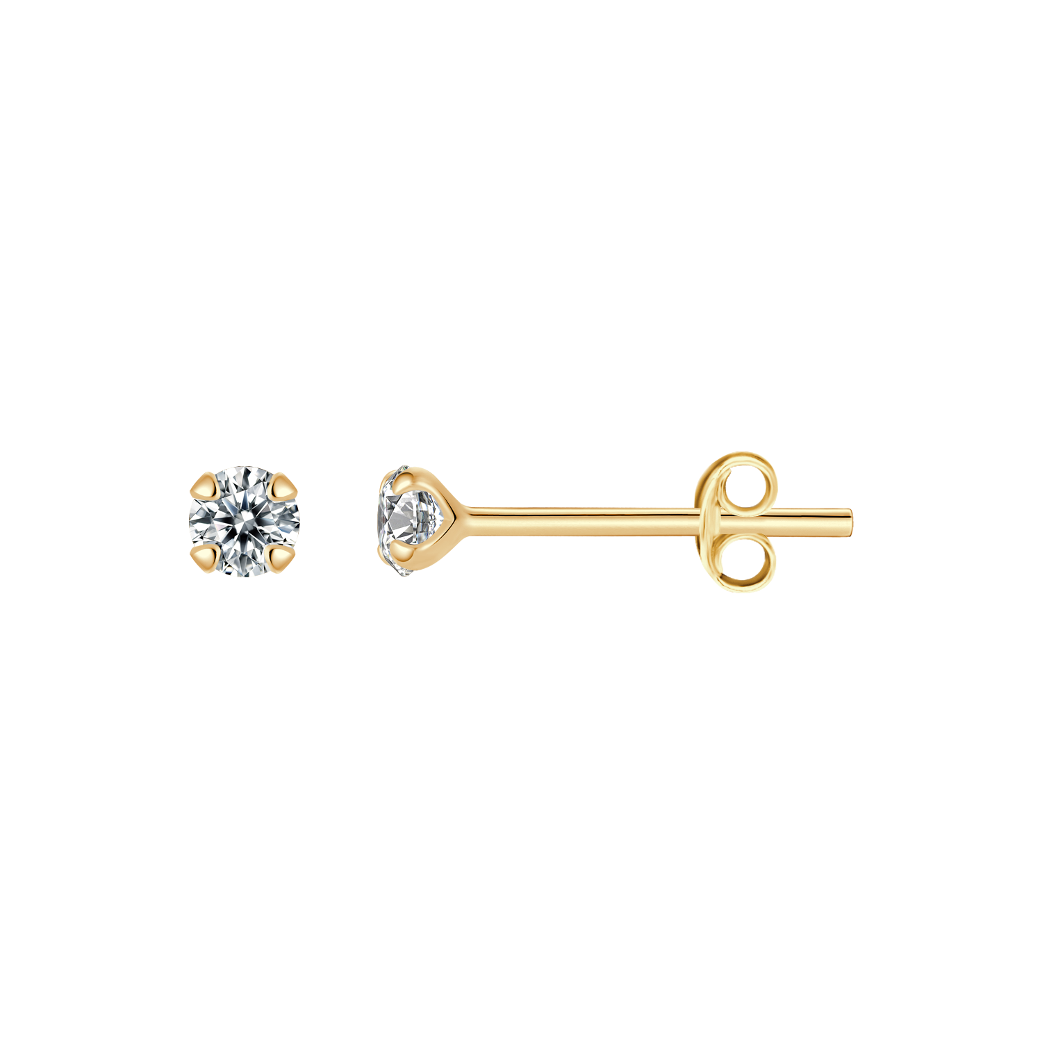 Støvring Design Forgyldt ørestik med 3mm Zirkonia med 4 Grabber F10148953