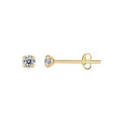 Støvring Design Forgyldt ørestik med 3mm Zirkonia med 4 Grabber F10148953