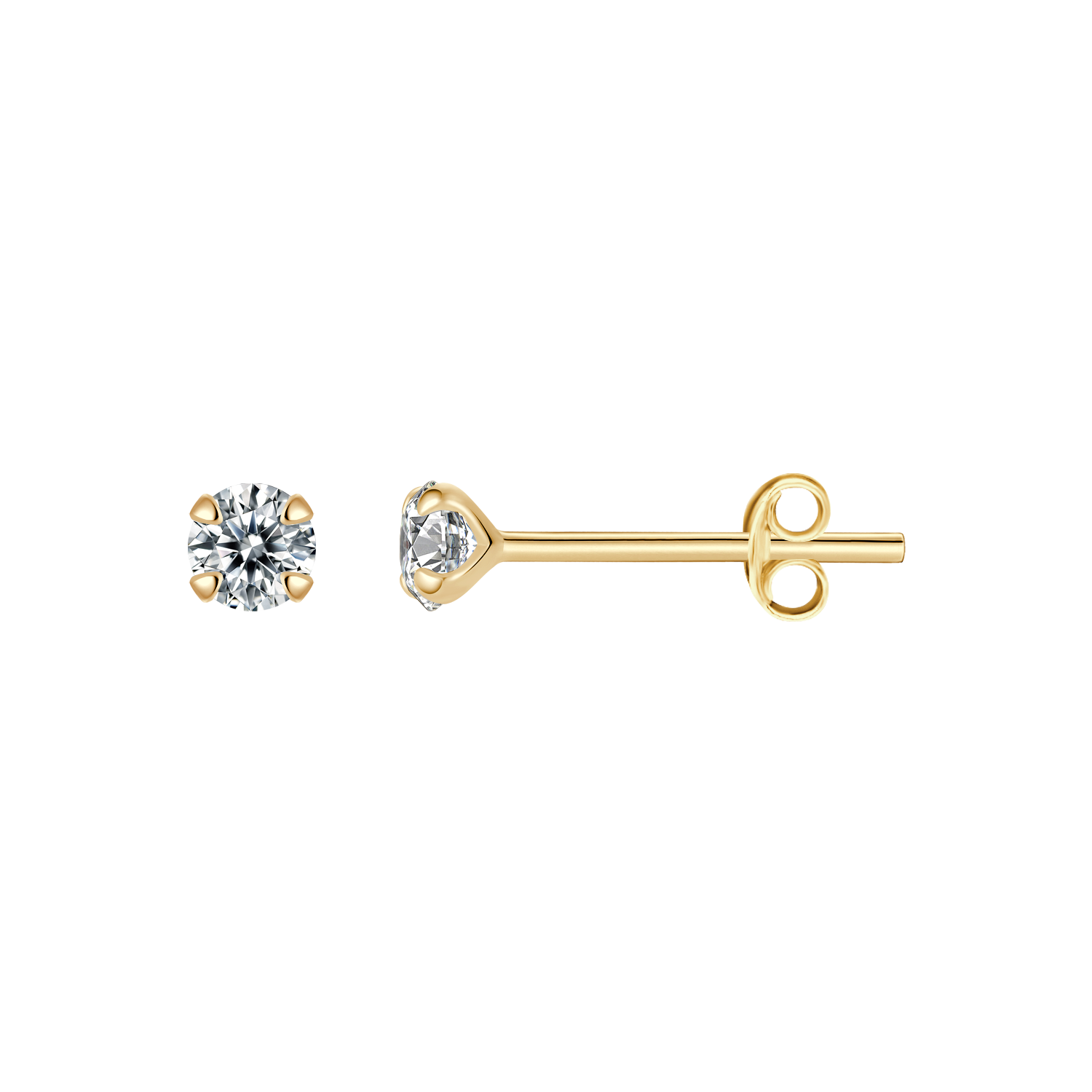 Støvring Design Forgyldt ørestik med 4mm Zirkonia med 4 Grabber F10148954