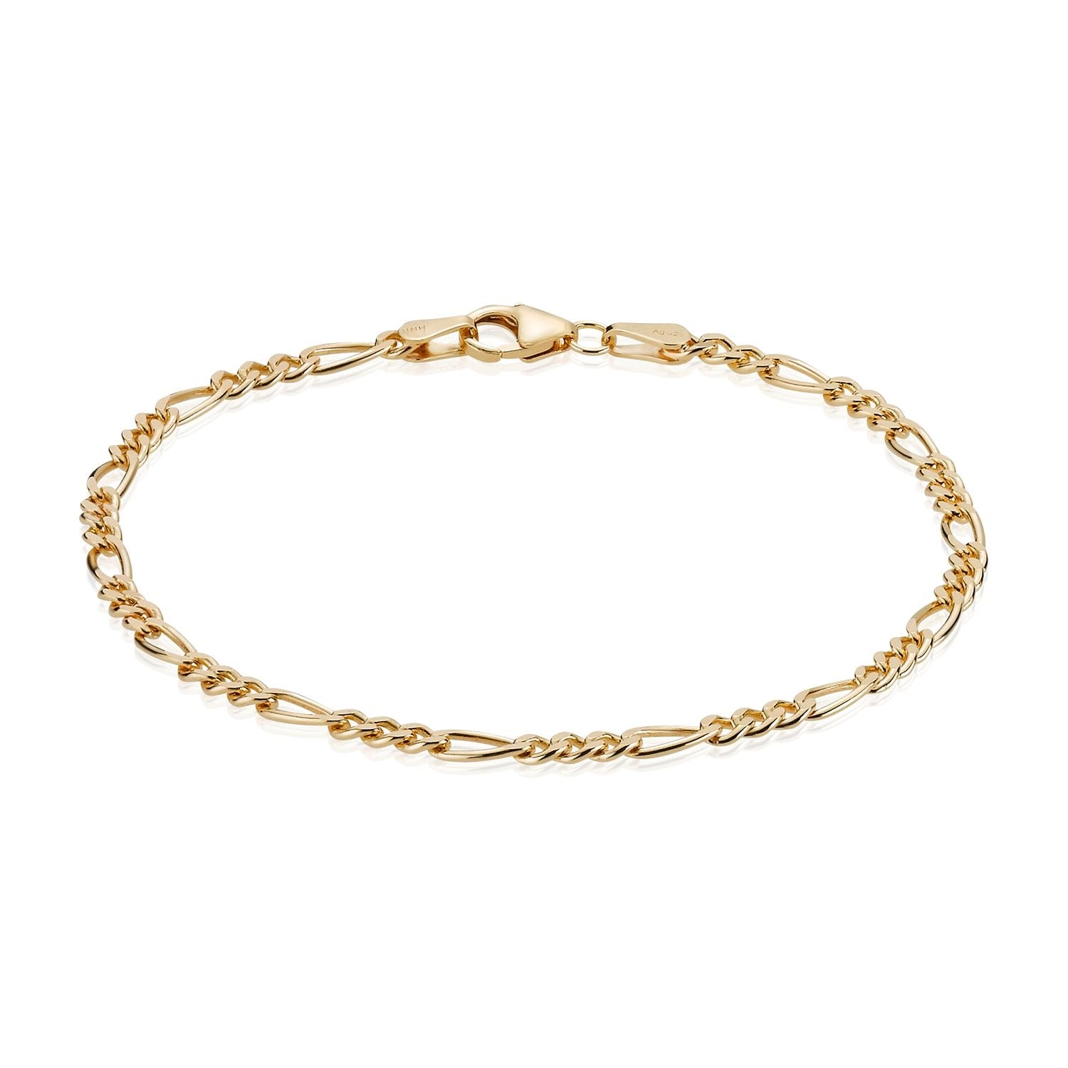 BNH Forgyldt Sølv Figaro Armbånd 1,05/3,4mm - 18,5cm