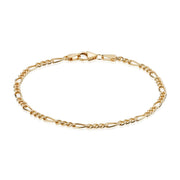 BNH Forgyldt Sølv Figaro Armbånd 1,05/3,4mm - 18,5cm