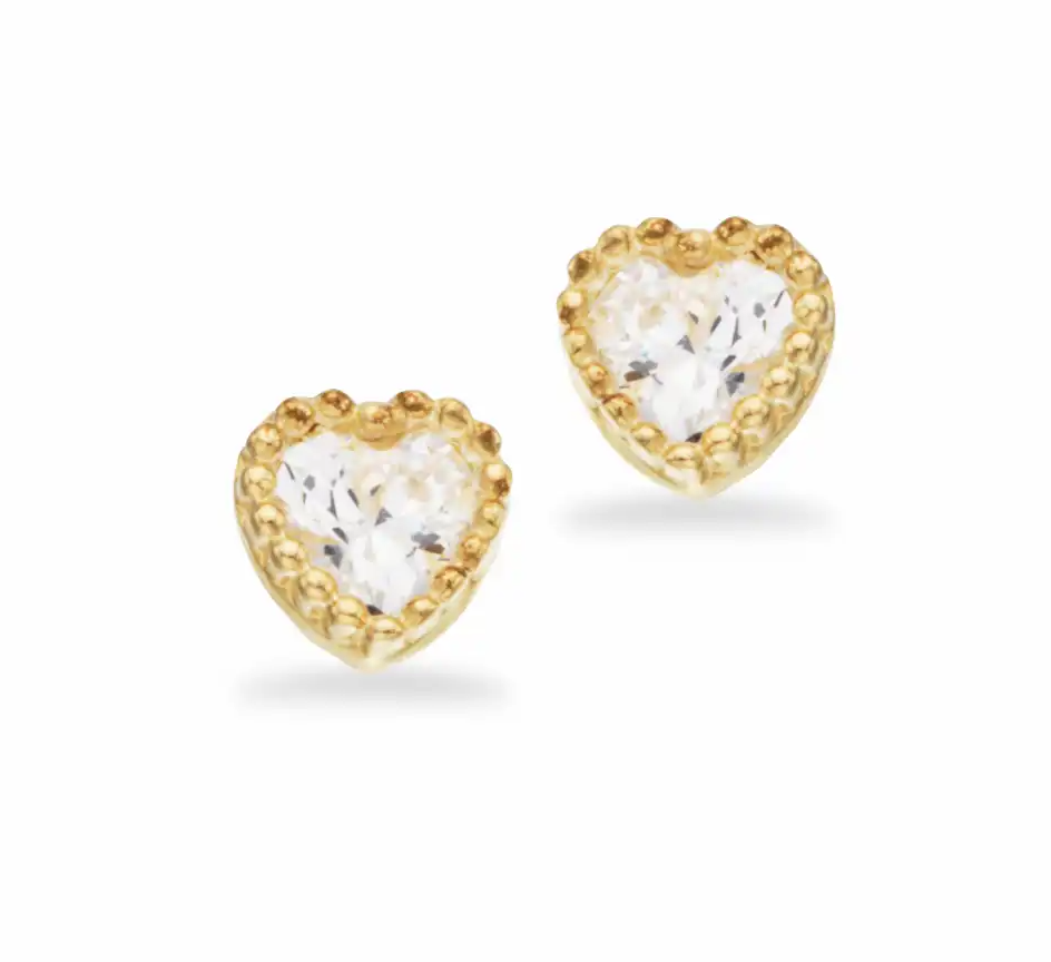 Scrouples 8kt Guld Hjerte Ørestik med Zirkoner 122533