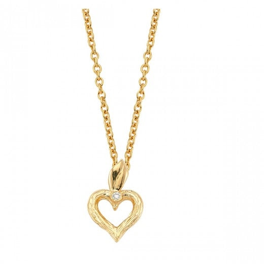 Nuran Nature 14kt Guld Hjerte Vedhæng med Diamant L1757