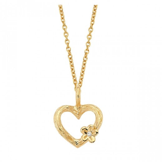 Nuran Nature 14kt Guld Hjerte Vedhæng med Diamant L1770