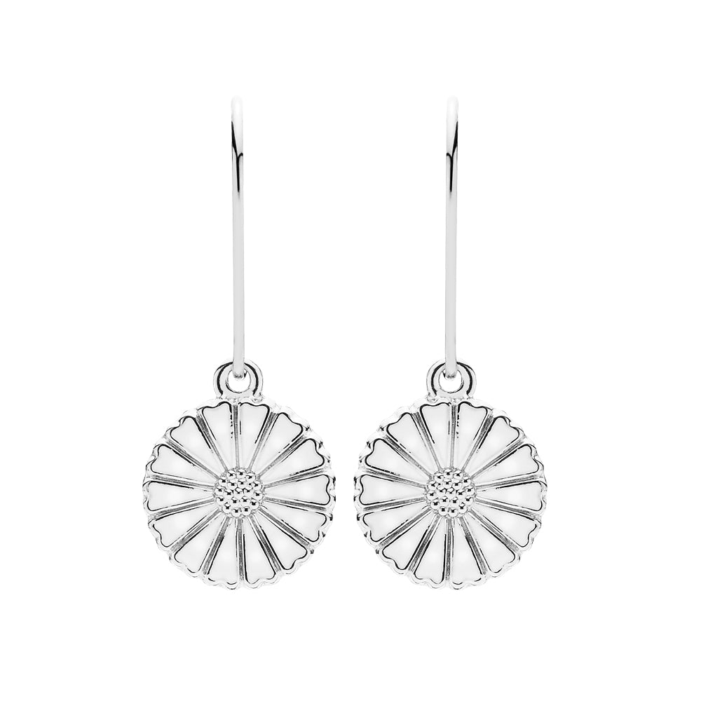 Lund Copenhagen Marguerit Ørehænger Hvidt/Sølv 11 mm 909011-2-H