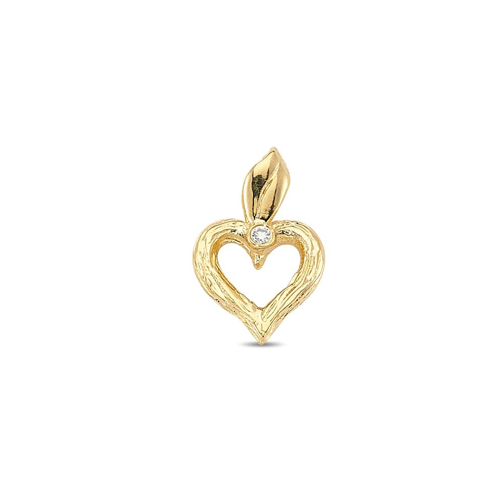 Nuran Nature 14kt Guld Hjerte Vedhæng med Blad L1757 001