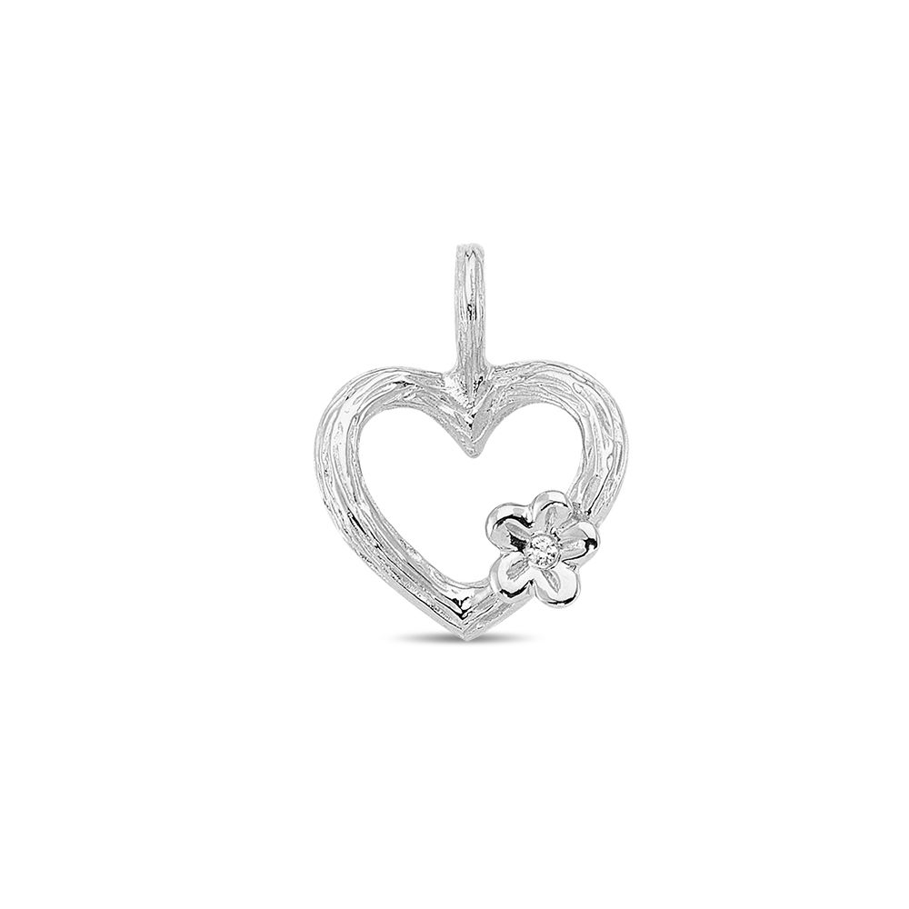 Nuran Nature 14kt Guld Hjerte Vedhæng med Diamant L1770