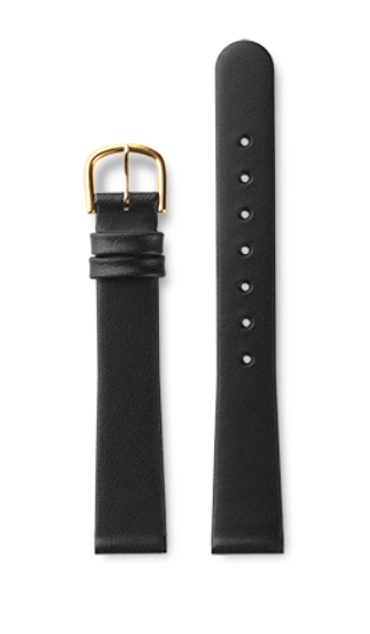 Ole Mathiesen Sort Læder Urrem 14mm CLAL14RBL-ST