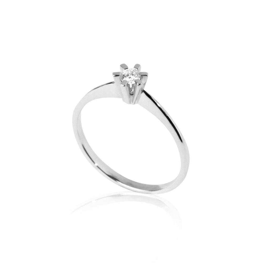 Jan Jørgensen Brillanz 14kt Hvidgulds Ring med 0,10ct Diamant