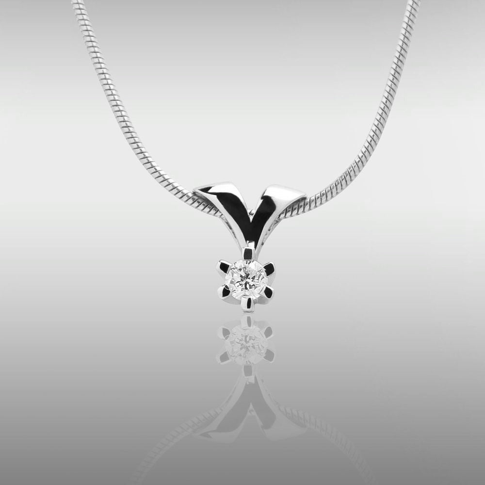 Jan Jørgensen Brillanz 14kt Hvidgulds Vedhæng med 0,10ct Diamant