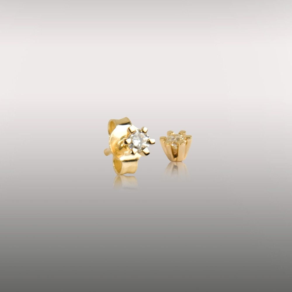 Jan Jørgensen Brillanz 14kt Gulds Ørestikker med 0,15ct Diamanter