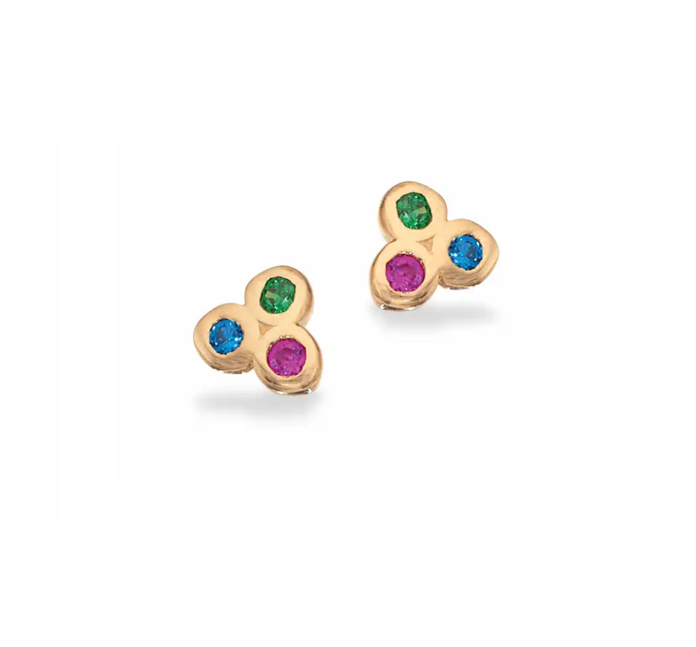 Scrouples 8kt Guld Rainbow Ørestikker med Farvet Zirkonia 122453