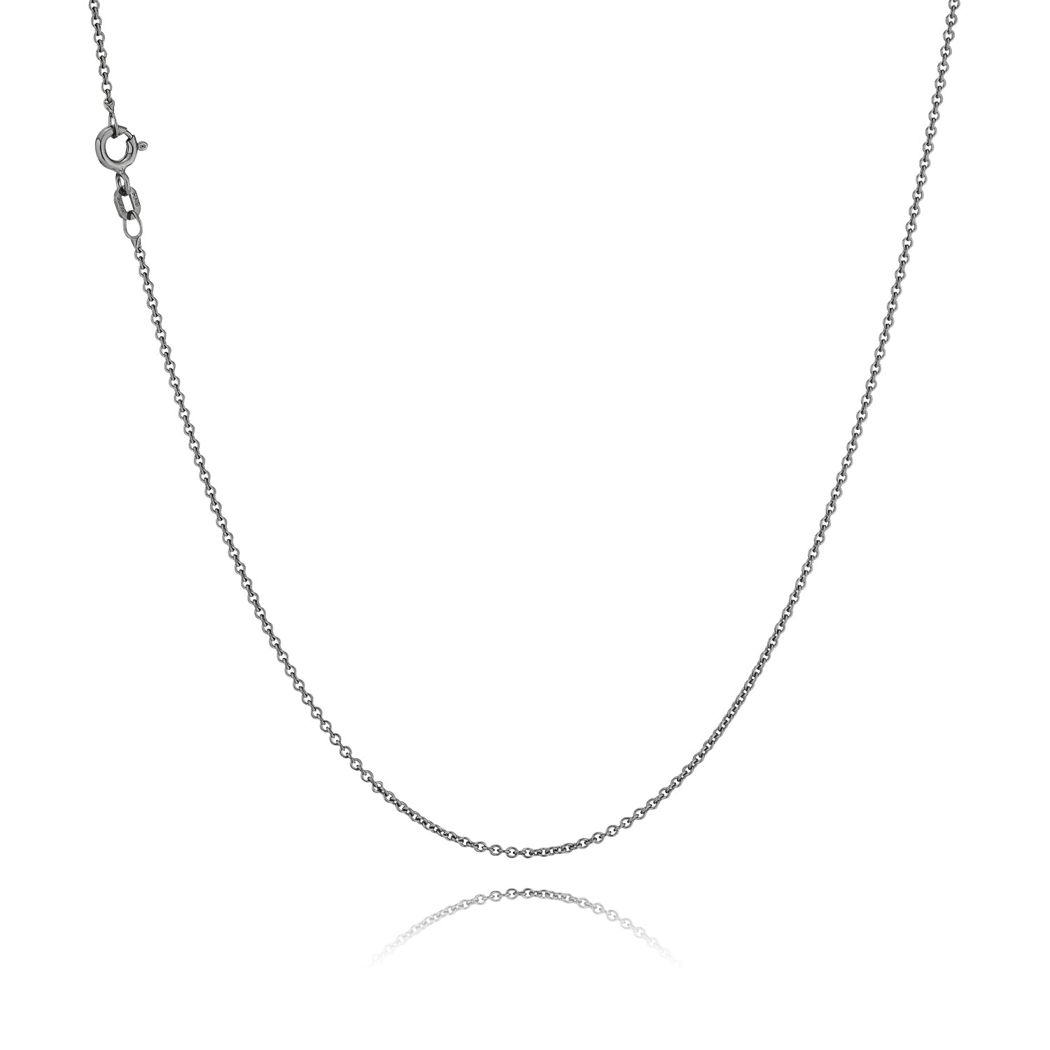 BNH Sort Rhodineret Sølv Rund Anker Halskæde 0,5/1,8mm - 60cm