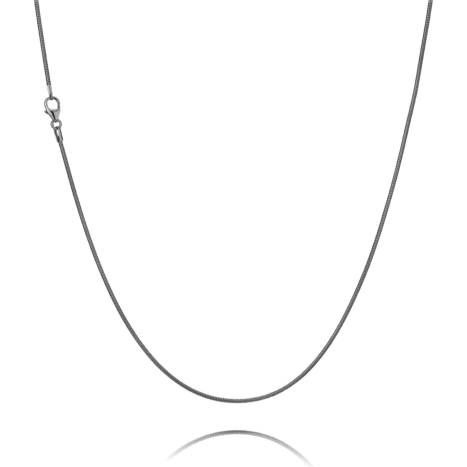 BNH Sort Rhodineret Sølv Slange Halskæde 1,2mm - 38cm
