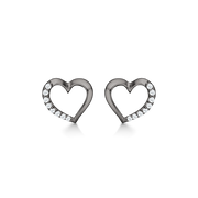 Støvring Design Sort Rhodineret Hjerte Ørestik med Zirkonia SR10223565