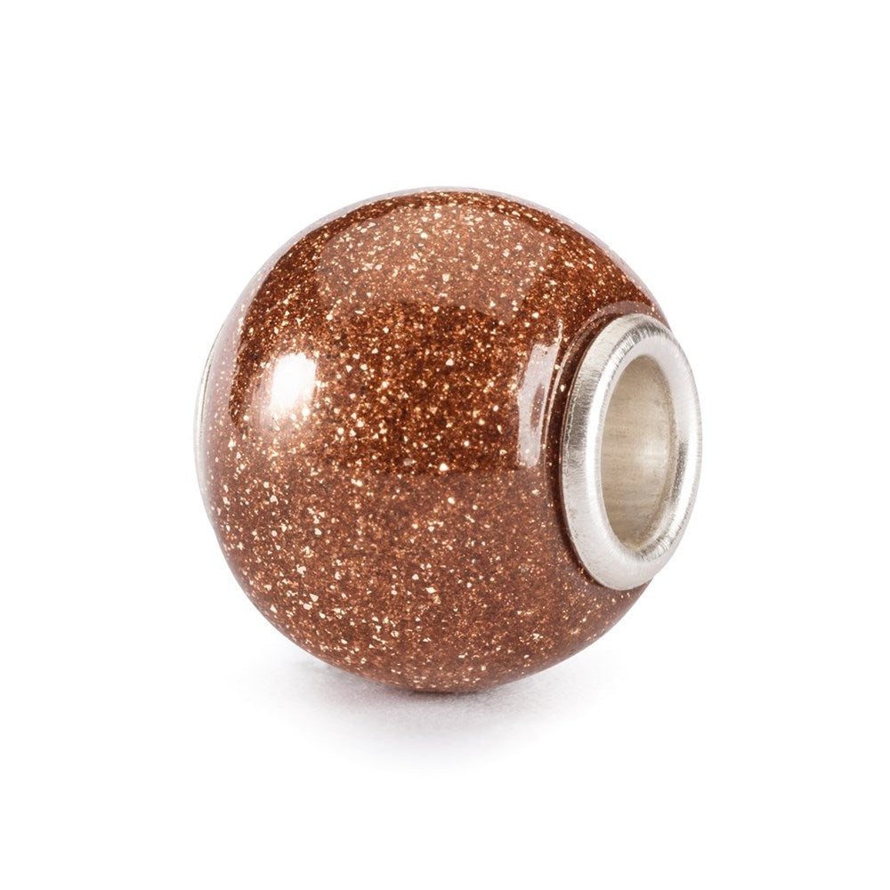 Trollbeads/Troldekugler Rund Brun Guldsten TGLBE-20396