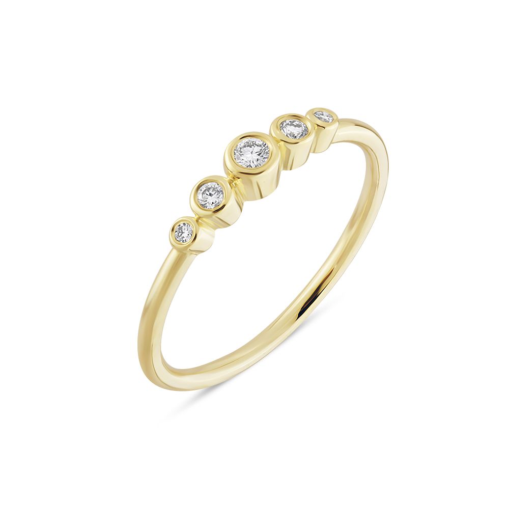 Nuran Tube ring 14kt guld med i alt 0,10ct brillanter