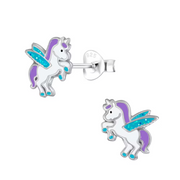 Bidstrup Sølv Børne Ørering med Glimmer Enhjørning/Unicorn 10003446