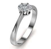 14kt Hvidguldsring med i alt 0,15ct Diamanter Wesselton VS