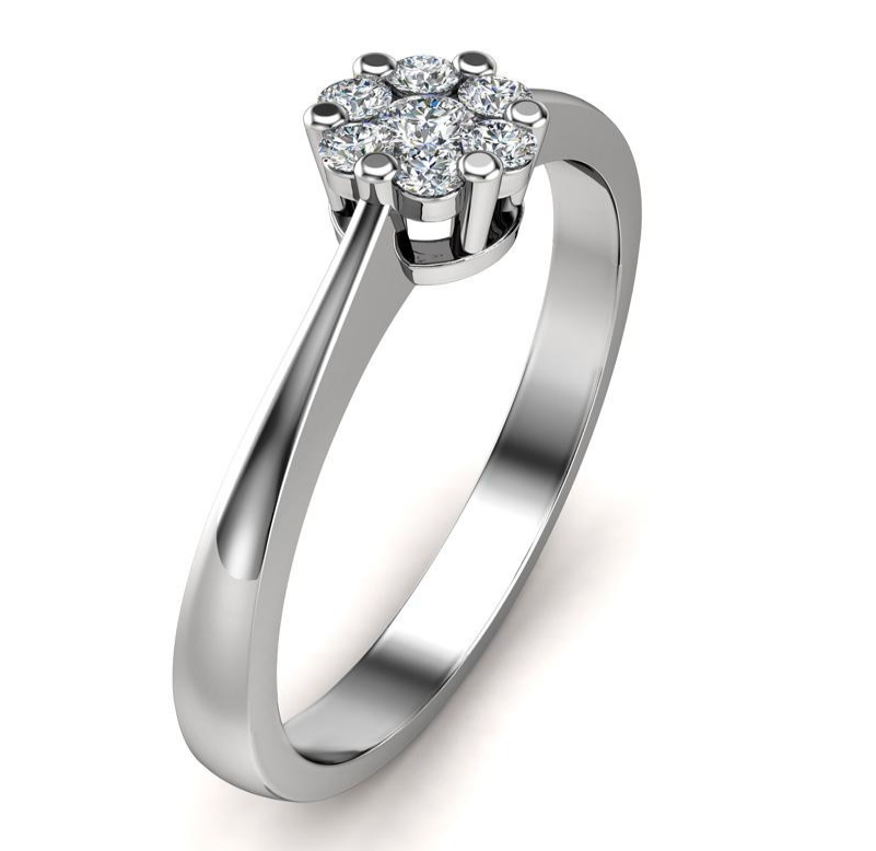 14kt Hvidguldsring med i alt 0,15ct Diamanter Wesselton VS
