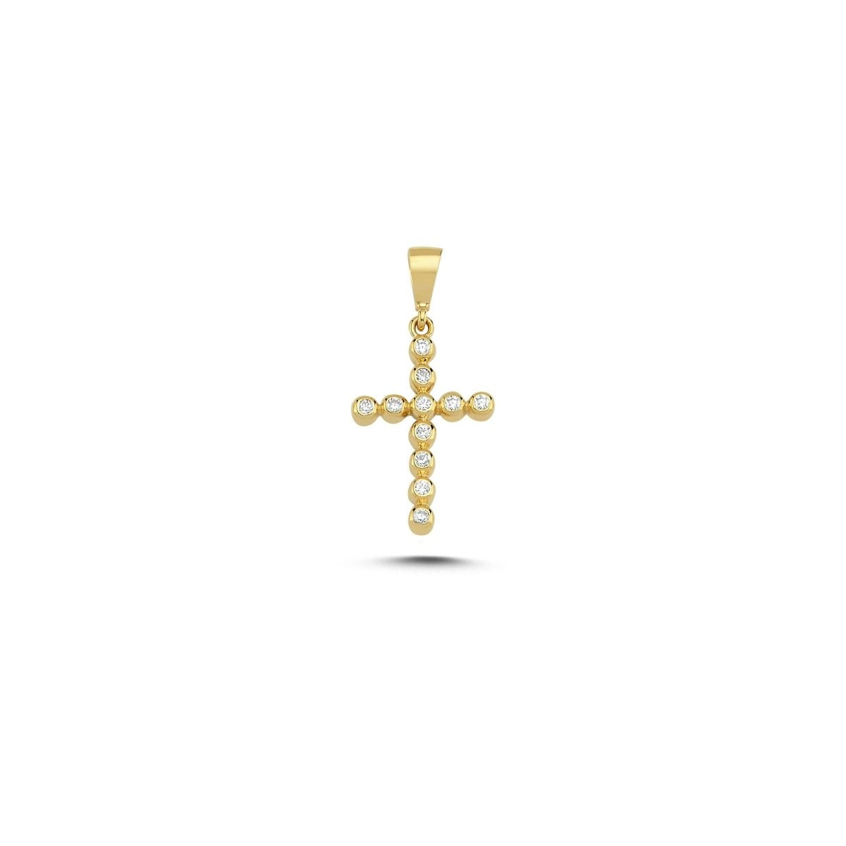 Melfia 14kt Guld Kors Vedhæng med Zirkonia 18x11,5mm 2328 212F