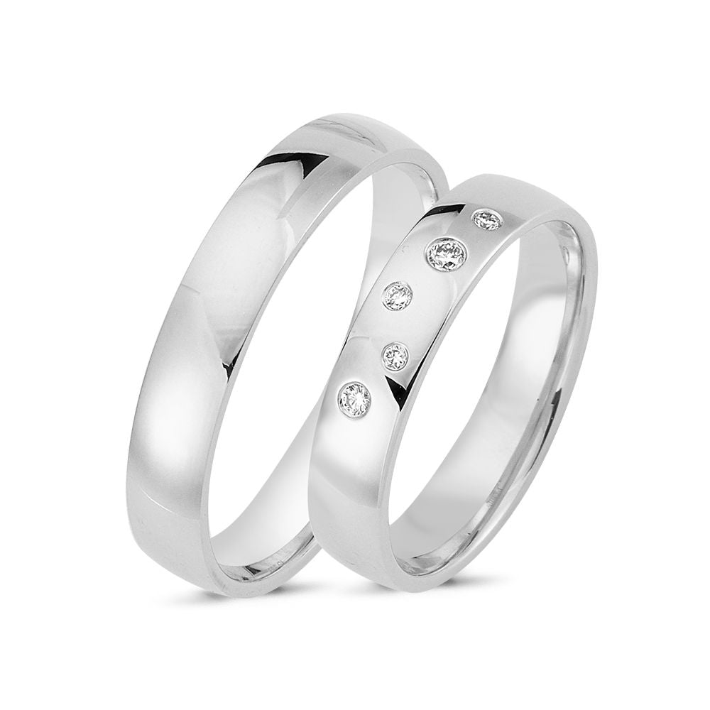 LOVE by Nuran 14kt Hvidguld Vielsesring (Damering) med i alt 0,06ct Brillanter A4130