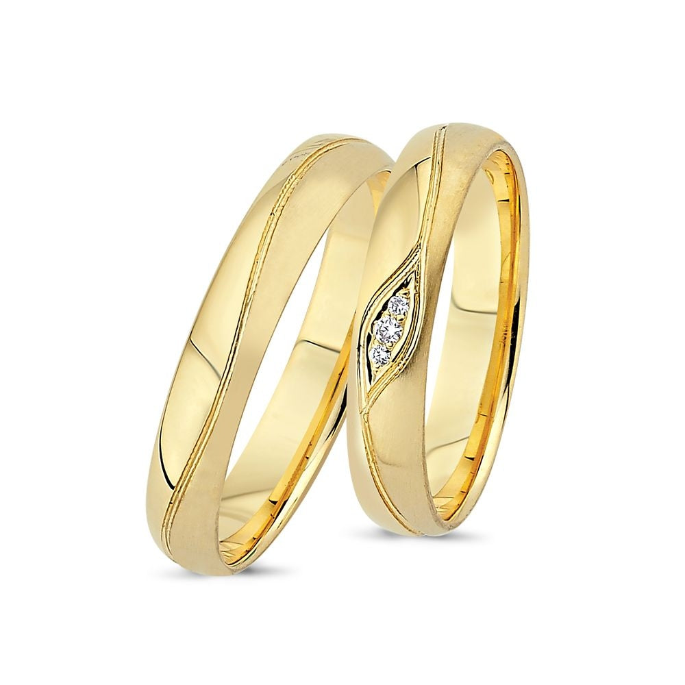 LOVE by Nuran 14kt Guld Vielsesring (Damering) med i alt 0,04ct Brillanter A4055