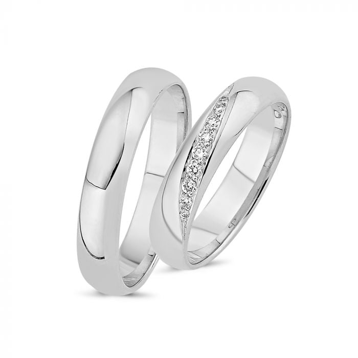 LOVE by Nuran 14kt Hvidguld Vielsesring (Dame) med i alt 0,12ct Brillanter A4019